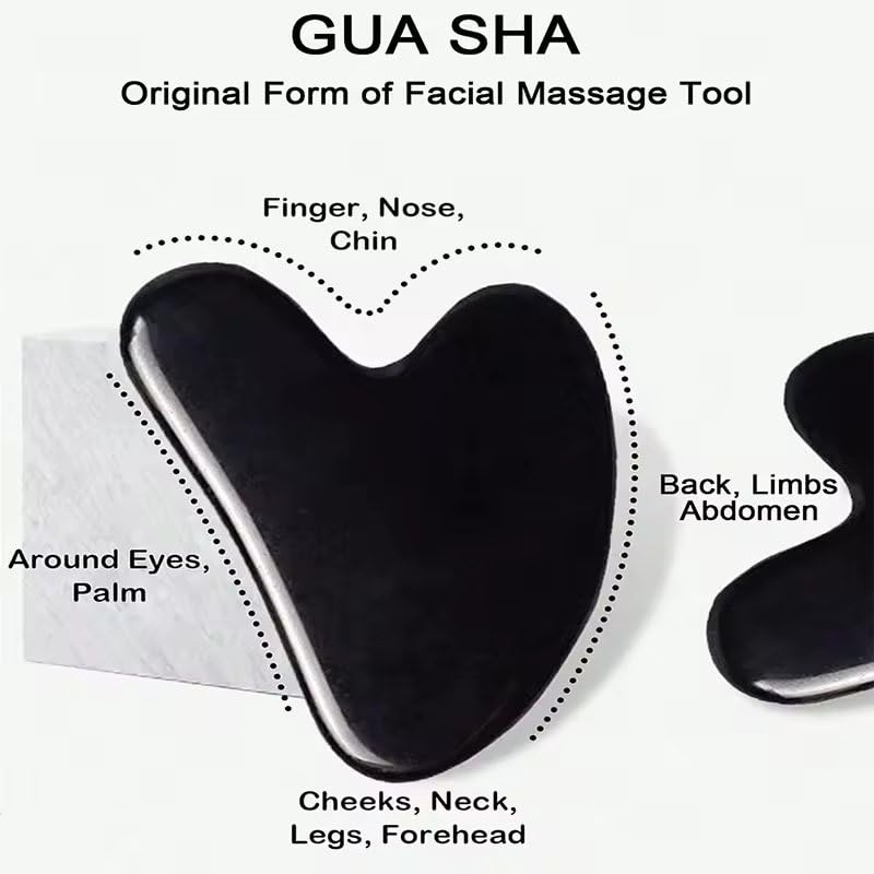 Professional Facial Ice Roller Set - Gousha FaceTool Contour Lift Facial Massage Roller, Black Gua Sha & Ice Globe Massager for Skin Care, Puffiness & Tightening