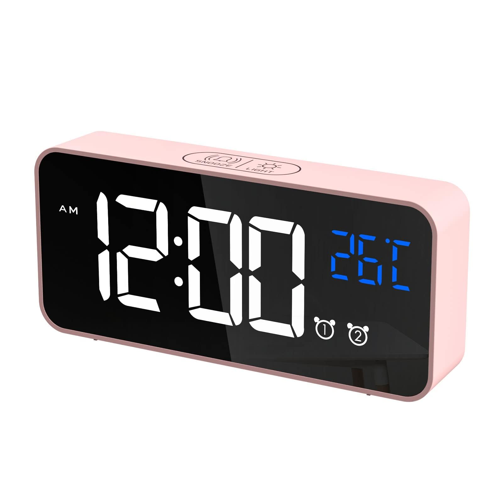 Digital Alarm Clock with Temperature Display & Dual Alarms – USB Rechargeable