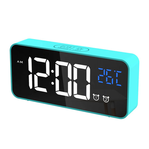 CHEREEKI Alarm Clock, Digital Clock with Temperature Display, Snooze, USB Powered Rechargeable Clock with Dual Alarms for Bedroom, Bedside, Office& Travel