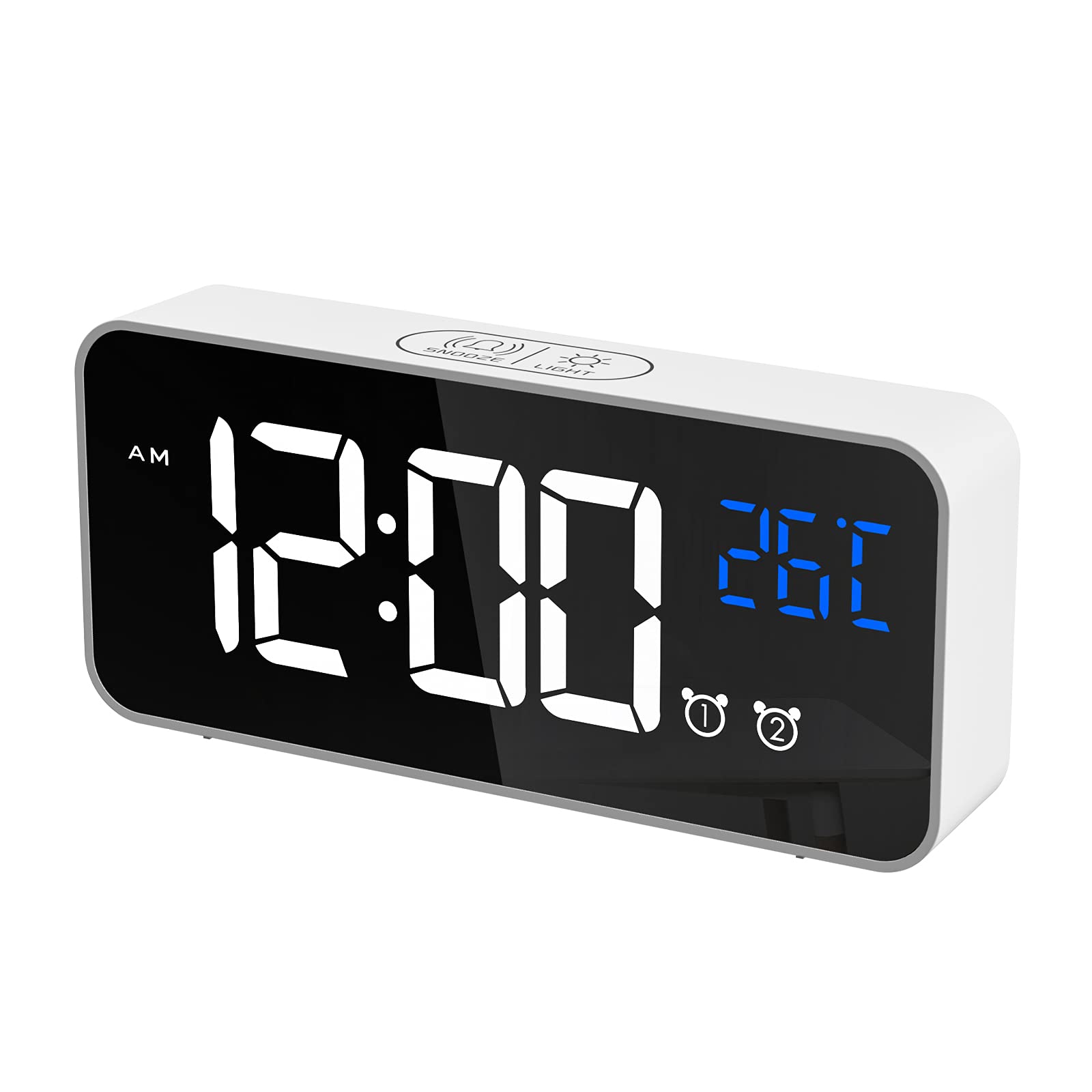 Digital Alarm Clock with Temperature Display & Dual Alarms – USB Rechargeable
