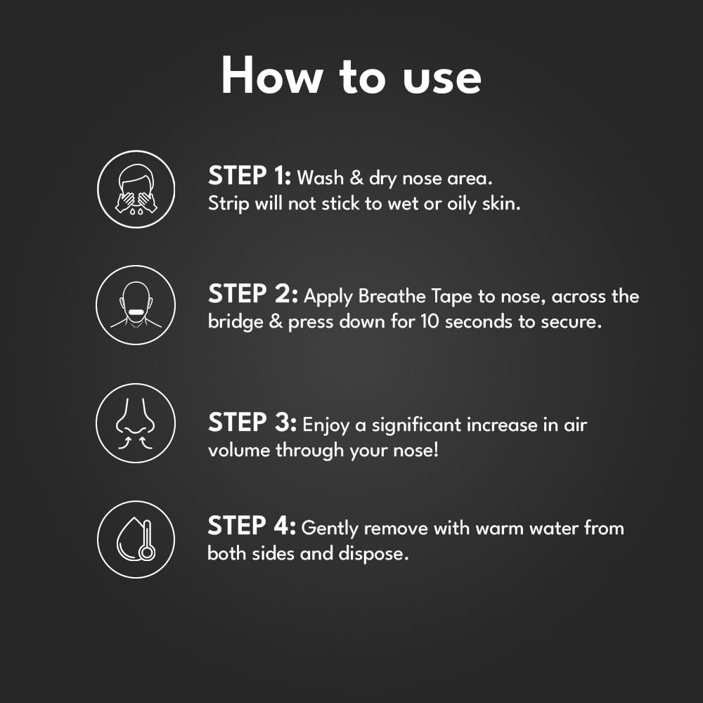 Longevity Breathe Tape - 30 Strips (Clear) - Anti Snoring Nasal Strips for Better Sleep & Improved Airflow - Hypoallergenic Nose Strips for Breathing, Clinically Proven Snoring Aids for Men & Women