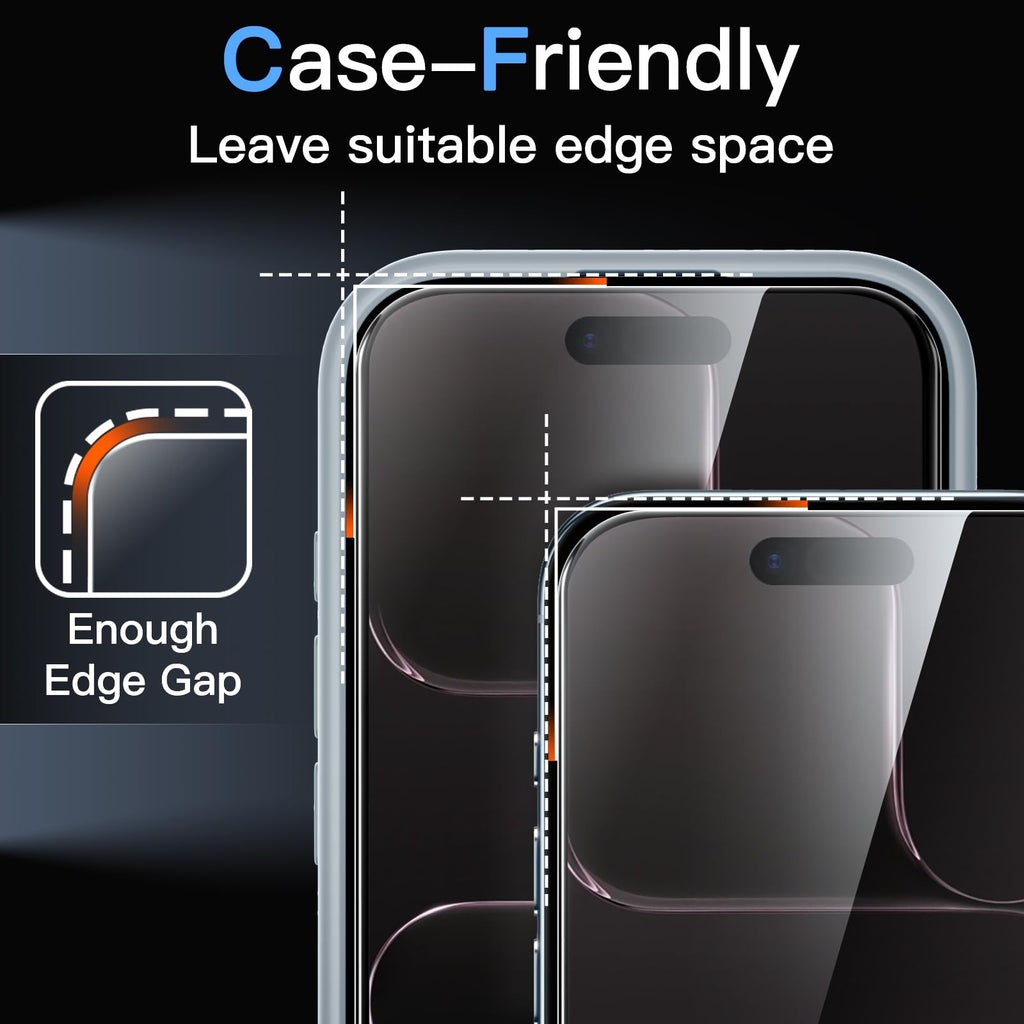 JETech Screen Protector for iPhone, Tempered Glass Film with Easy Installation Tool, Case-Friendly, HD Clear, 3-Pack