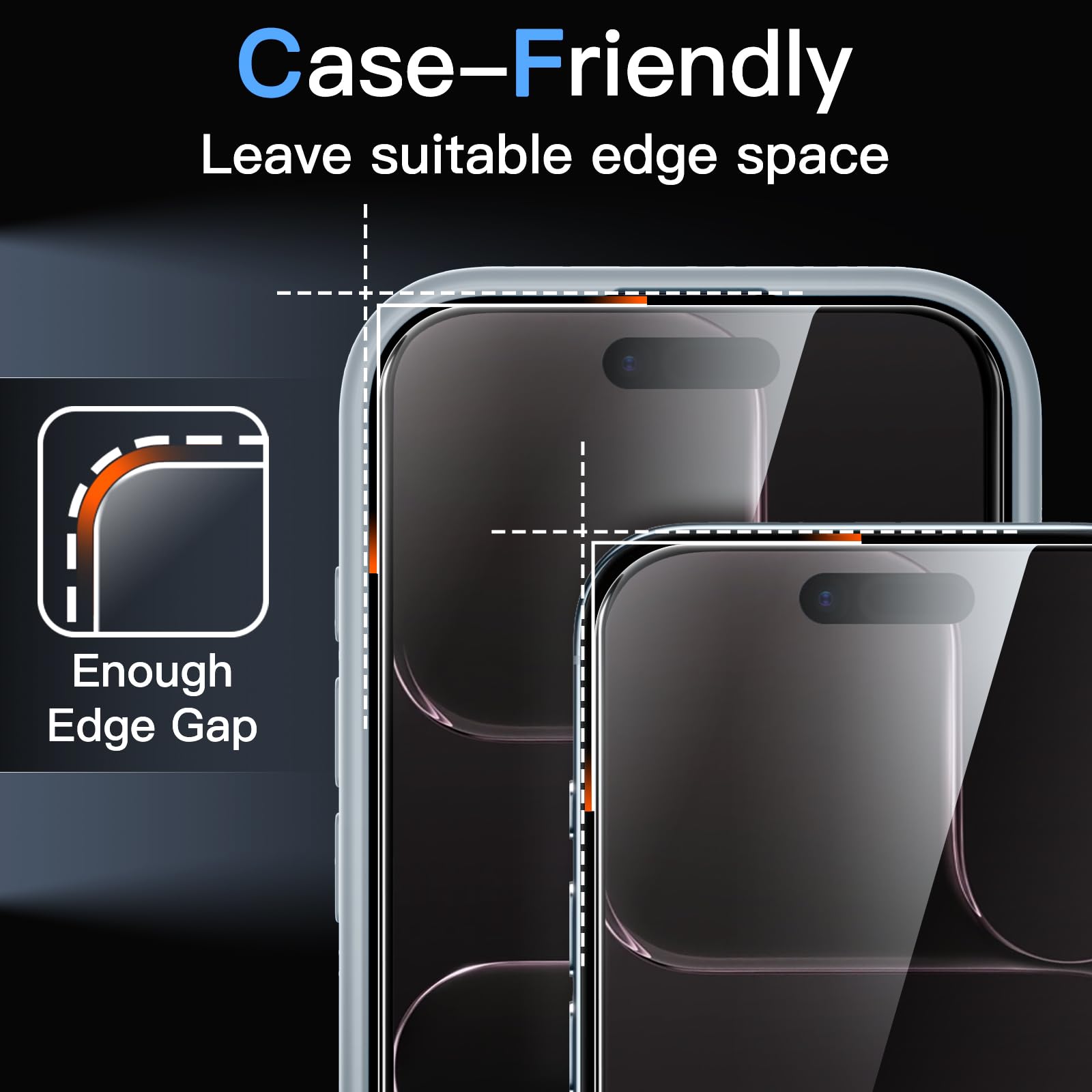 JETech Screen Protector for iPhone, Tempered Glass Film with Easy Installation Tool, Case-Friendly, HD Clear, 3-Pack