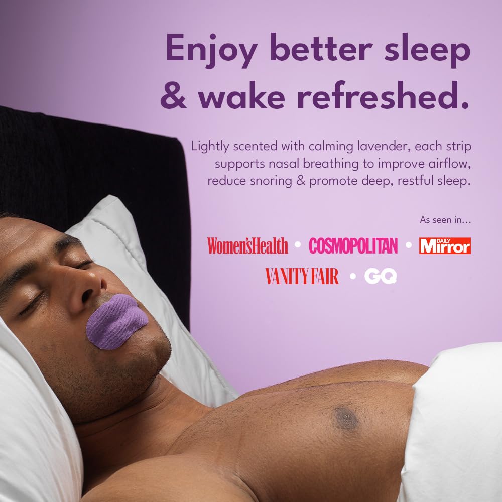 Longevity Sleep Tape - 30 Strips - Dermatologically Tested Mouth Tape for Sleeping, Women and Men - Supports Nasal Breathing and Reduces Snoring - 95% Cotton, Rayon-Free Mouthtape