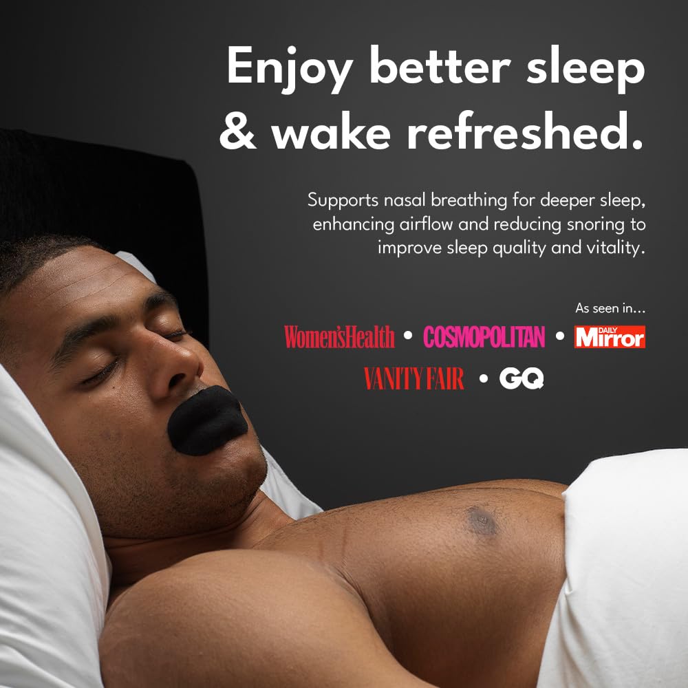 Longevity Sleep Tape - 30 Strips - Dermatologically Tested Mouth Tape for Sleeping, Women and Men - Supports Nasal Breathing and Reduces Snoring - 95% Cotton, Rayon-Free Mouthtape