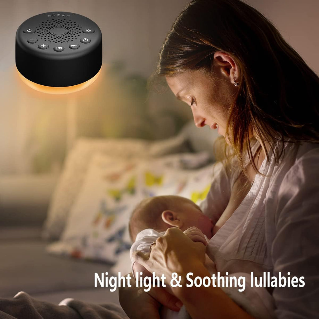 Easysleep Sound White Noise Machine with 25 Soothing Sounds and Night Lights with 32 Levels of Volume 5 Timers Memory Function for Adults Babies and Kids (Black)