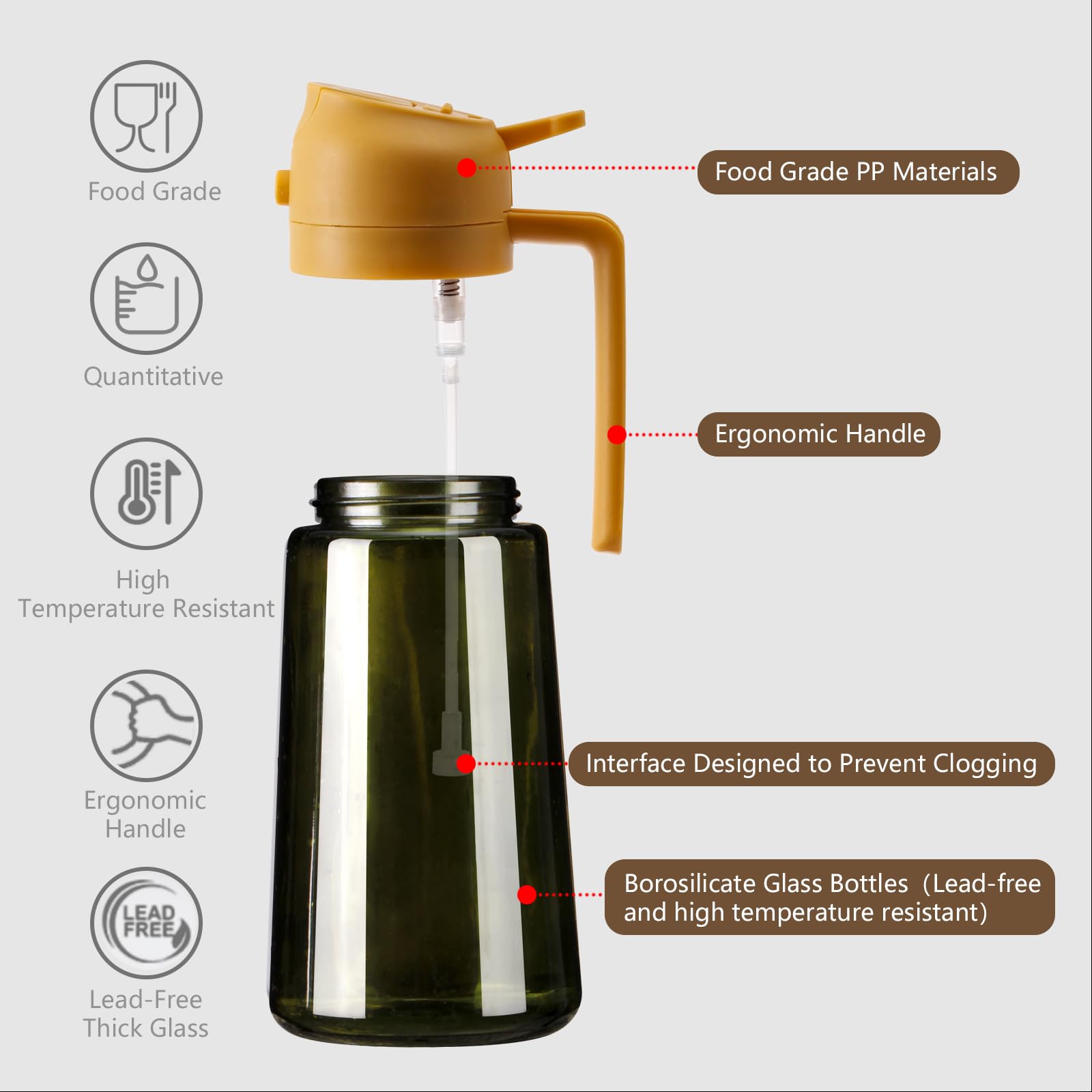 Olive Oil Dispenser & Spray Bottle – Glass, Leak-Proof & Refillable