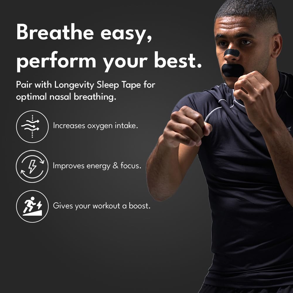 Longevity Breathe Tape - 30 Strips (Clear) - Anti Snoring Nasal Strips for Better Sleep & Improved Airflow - Hypoallergenic Nose Strips for Breathing, Clinically Proven Snoring Aids for Men & Women