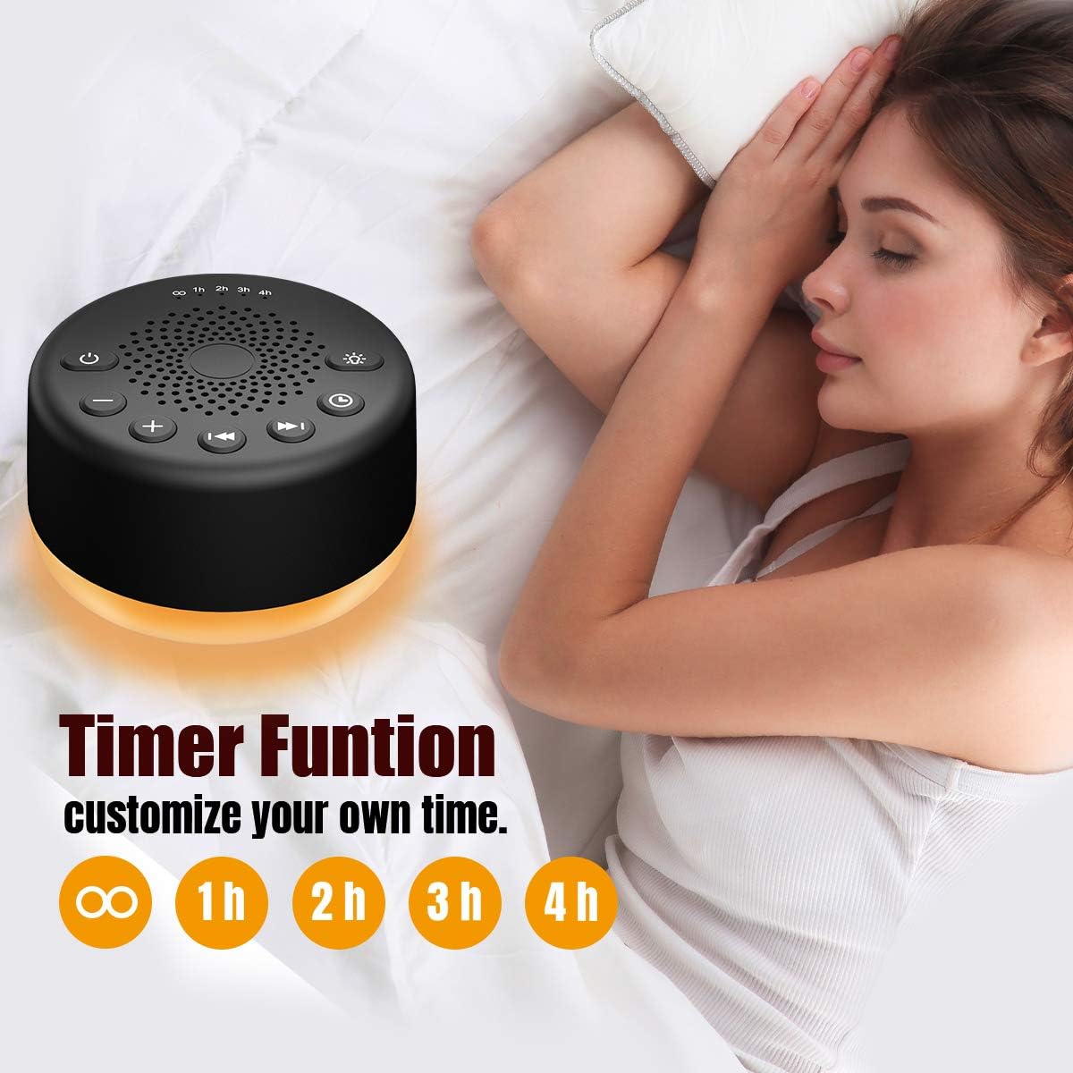Easysleep Sound White Noise Machine with 25 Soothing Sounds and Night Lights with 32 Levels of Volume 5 Timers Memory Function for Adults Babies and Kids (Black)