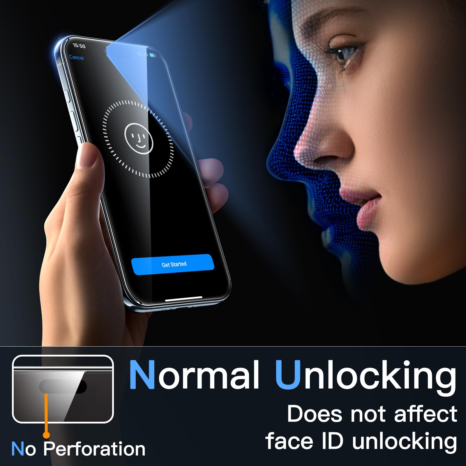 JETech Screen Protector for iPhone, Tempered Glass Film with Easy Installation Tool, Case-Friendly, HD Clear, 3-Pack