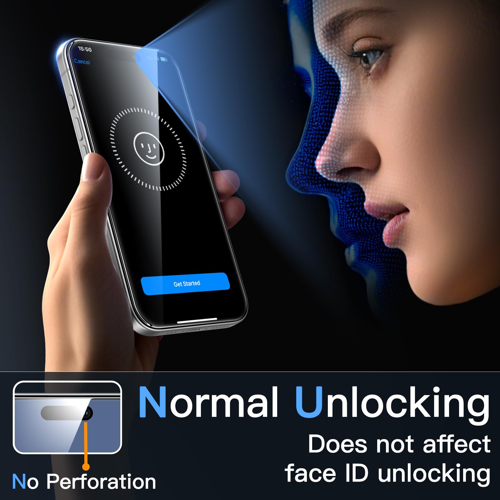 JETech Screen Protector for iPhone, Tempered Glass Film with Easy Installation Tool, Case-Friendly, HD Clear, 3-Pack