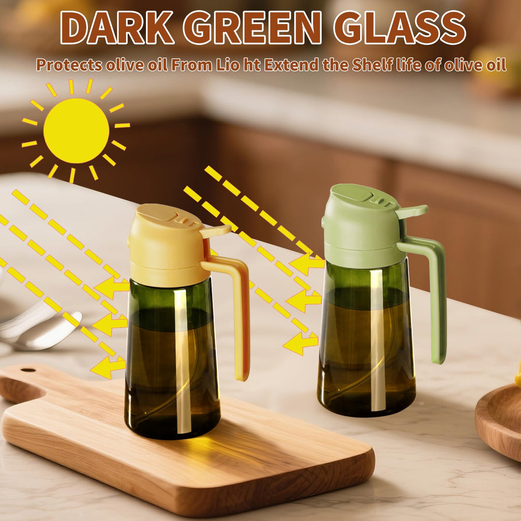 Olive Oil Dispenser & Spray Bottle – Glass, Leak-Proof & Refillable
