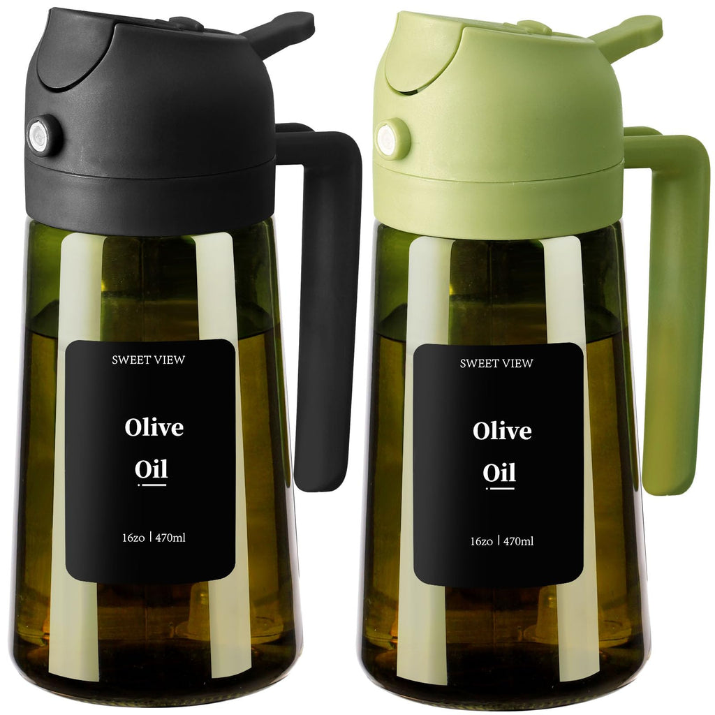 Olive Oil Dispenser & Spray Bottle – Glass, Leak-Proof & Refillable
