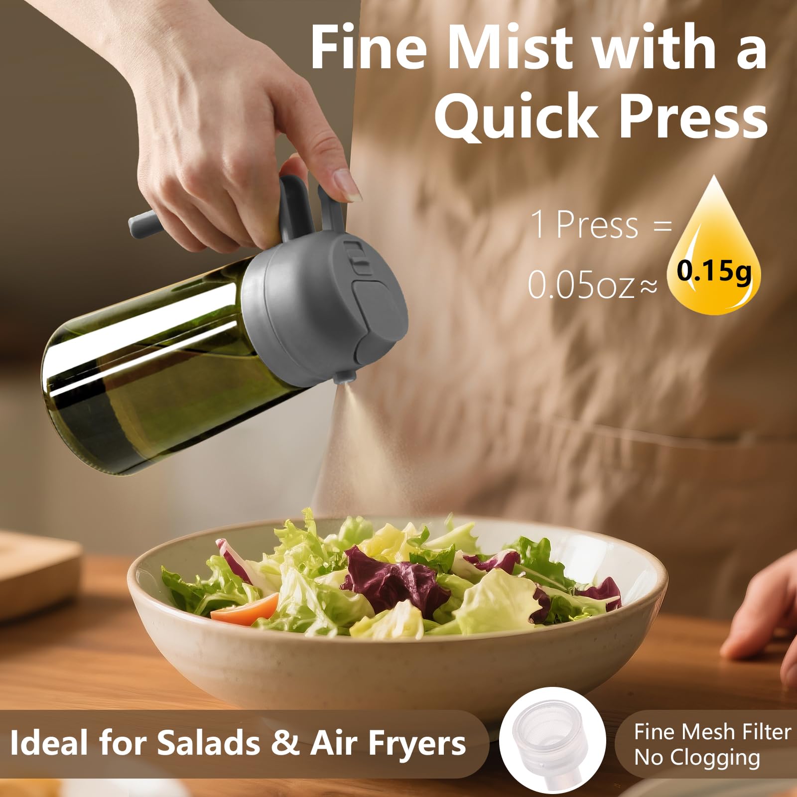 Olive Oil Dispenser & Spray Bottle – Glass, Leak-Proof & Refillable