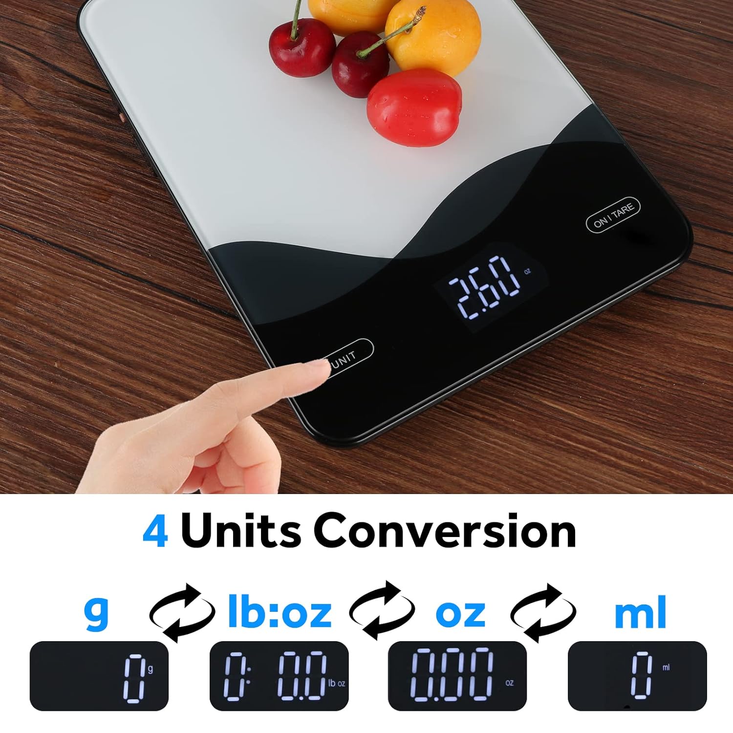 Chargeable Digital Kitchen Food Scale - AIMILAR LED Display 22lb Food Weight Scales for Baking Cooking USB-C Rechargeable Ounces and Grams 1g/0.1oz Tempered Glass