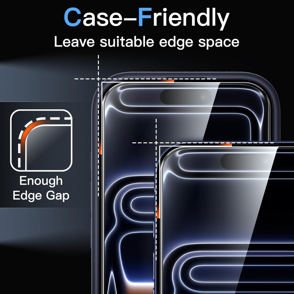 JETech Screen Protector for iPhone, Tempered Glass Film with Easy Installation Tool, Case-Friendly, HD Clear, 3-Pack