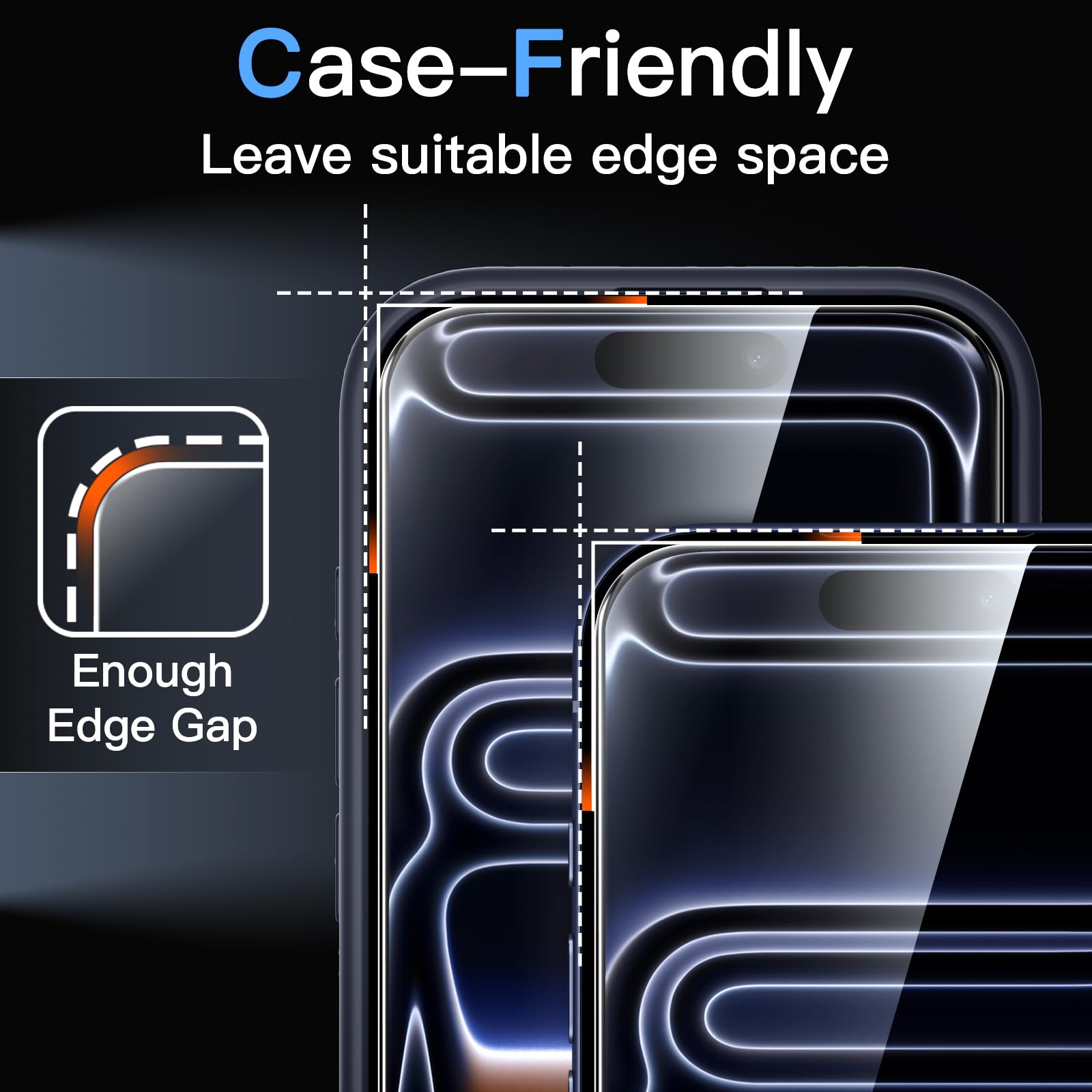 JETech Screen Protector for iPhone, Tempered Glass Film with Easy Installation Tool, Case-Friendly, HD Clear, 3-Pack