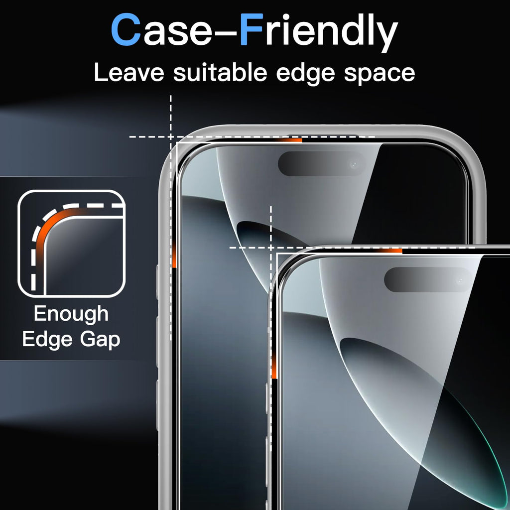 JETech Screen Protector for iPhone, Tempered Glass Film with Easy Installation Tool, Case-Friendly, HD Clear, 3-Pack