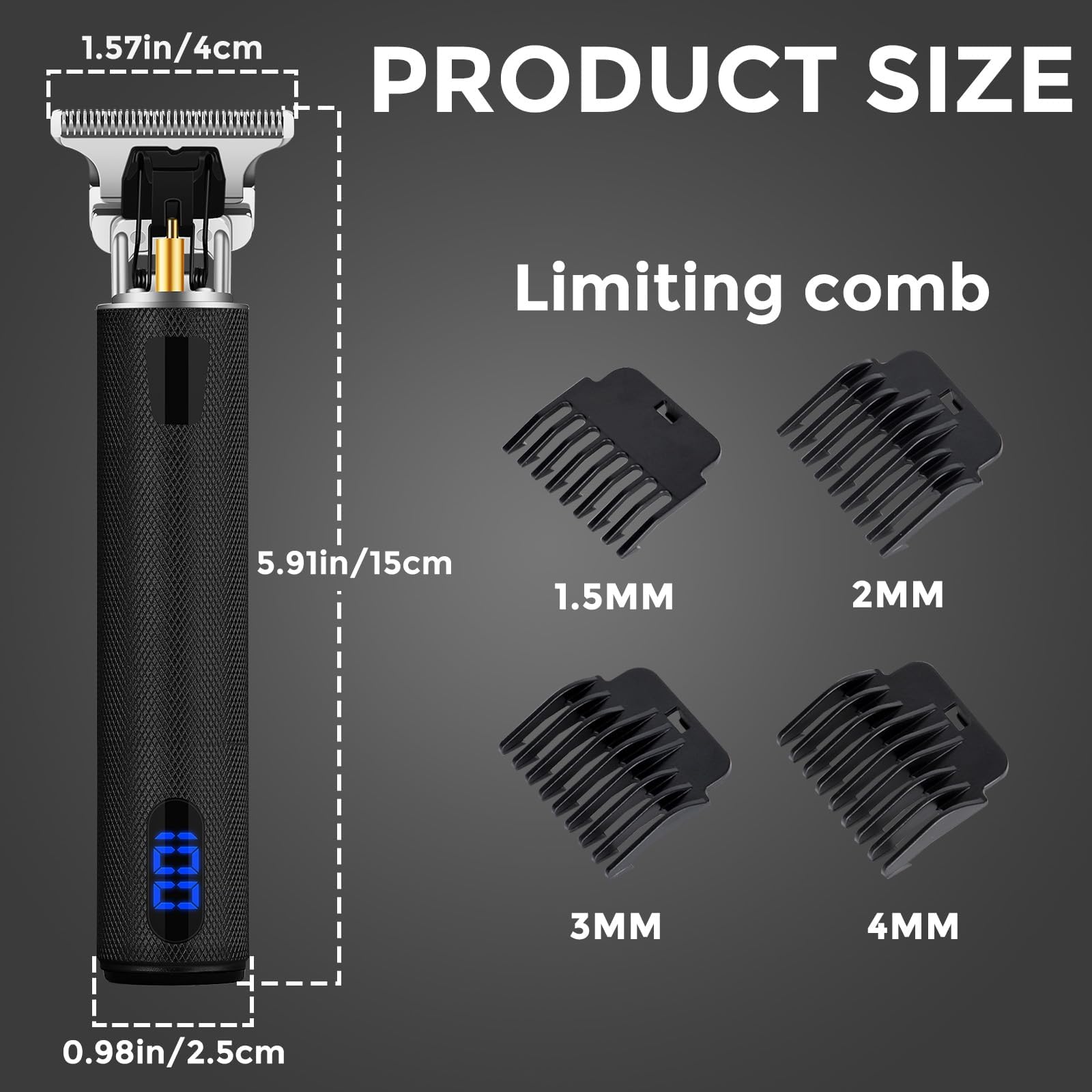 Hair Clippers for Men, Rechargeable Beard Trimmer with 4 Limit Combs, Grooming Kit for Barbers Haircut, USB Type-C Charging, Professional Shaver