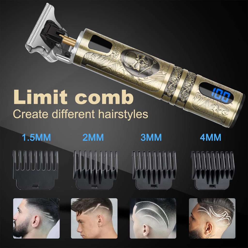 Hair Clippers for Men, Rechargeable Beard Trimmer with 4 Limit Combs, Grooming Kit for Barbers Haircut, USB Type-C Charging, Professional Shaver