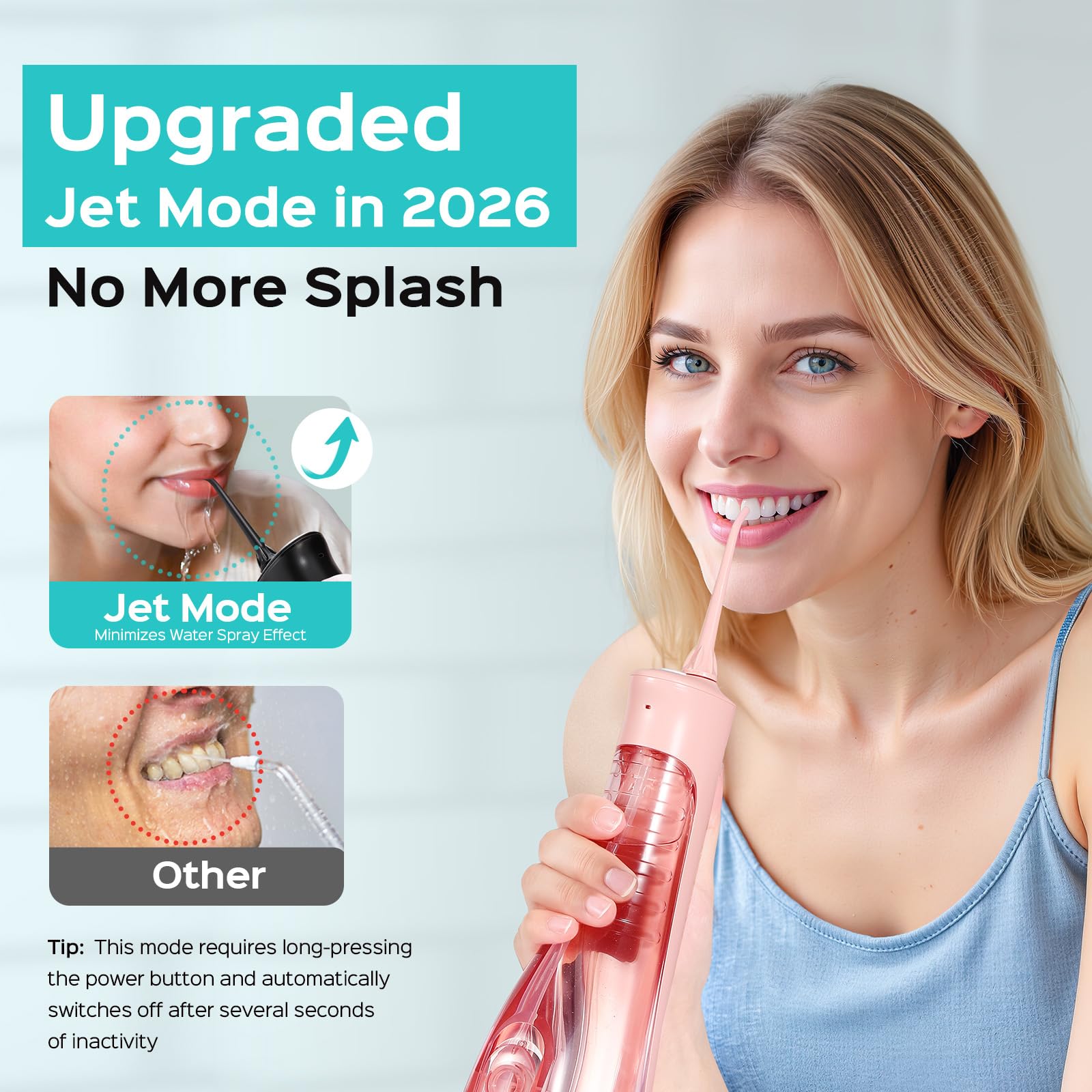 Cordless Water Flosser with 20 Pressure Levels & 4 Nozzle Tips