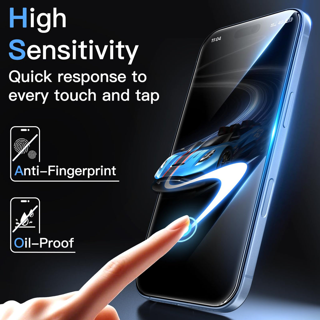 JETech Screen Protector for iPhone, Tempered Glass Film with Easy Installation Tool, Case-Friendly, HD Clear, 3-Pack