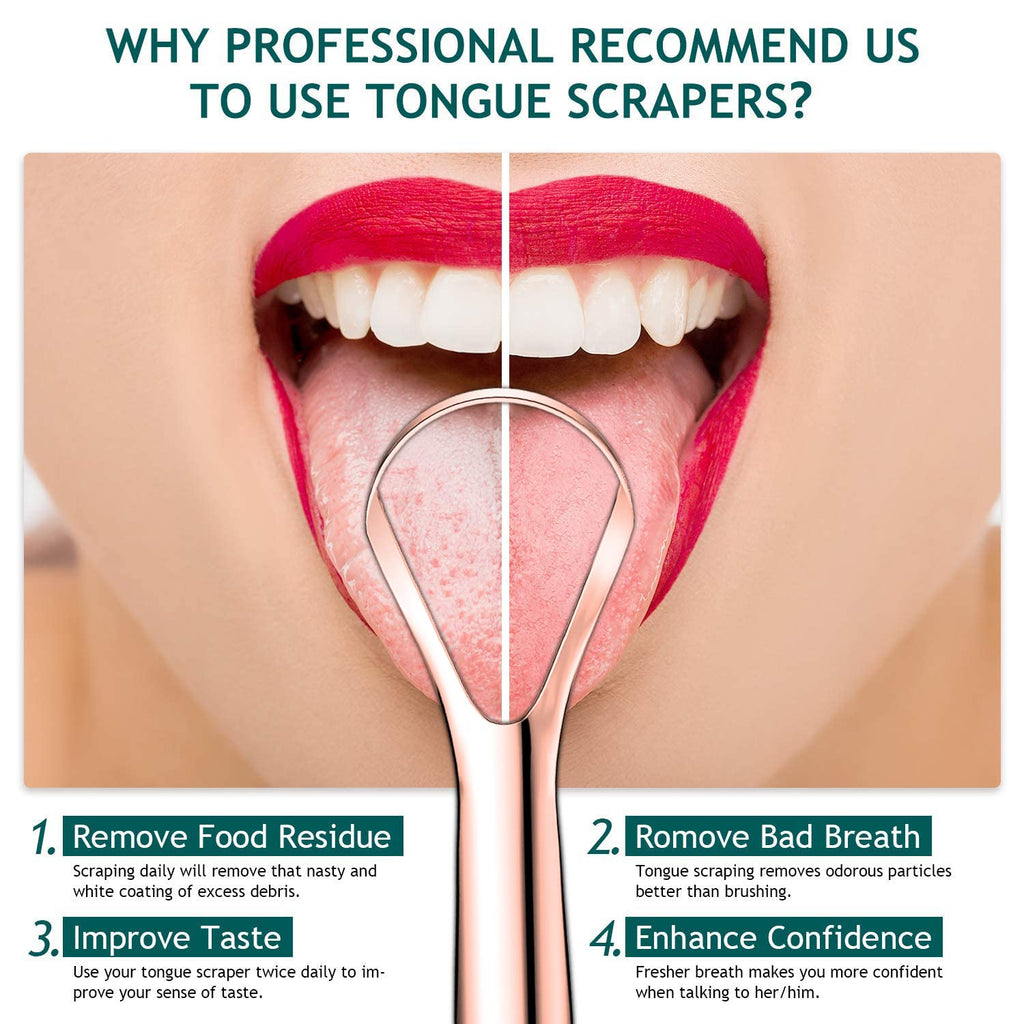 Tongue Scraper (2 Pack), Wide-head Tongue Cleaner with Nice Carrying Box, Easkep 100% Stainless Steel Tongue Scrapers Cleaners, for Men, Women, Adults, Kids, silver