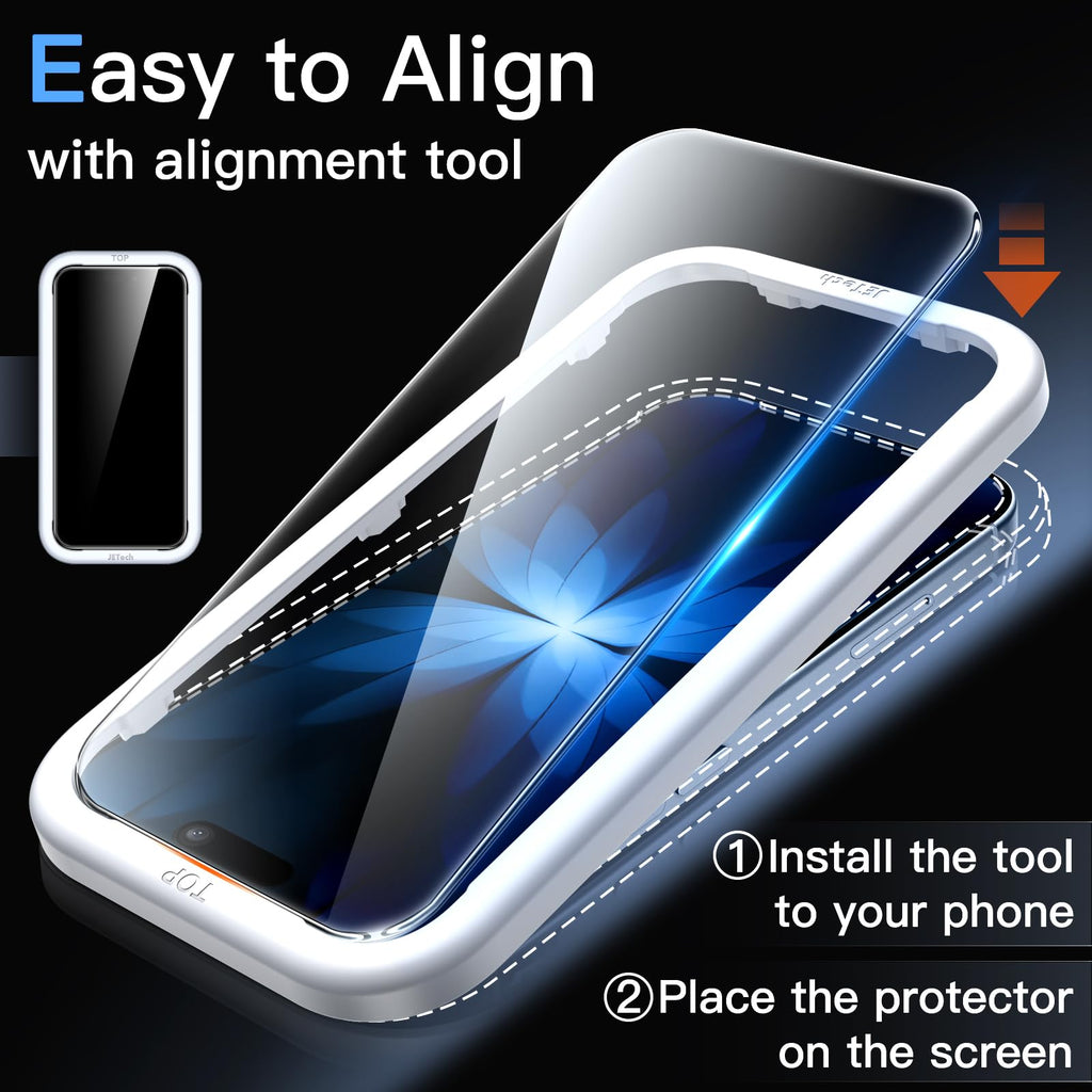JETech Screen Protector for iPhone, Tempered Glass Film with Easy Installation Tool, Case-Friendly, HD Clear, 3-Pack