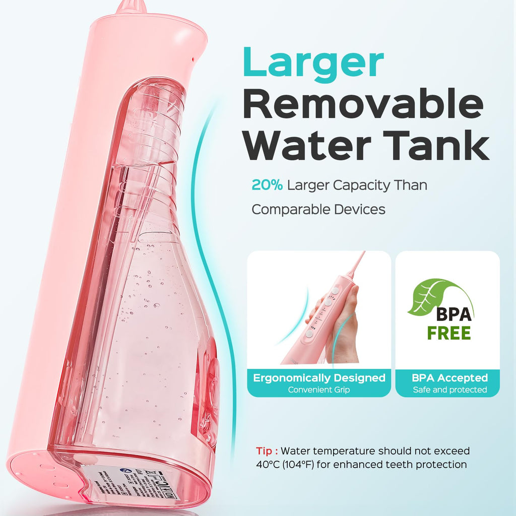 Cordless Water Flosser with 20 Pressure Levels & 4 Nozzle Tips