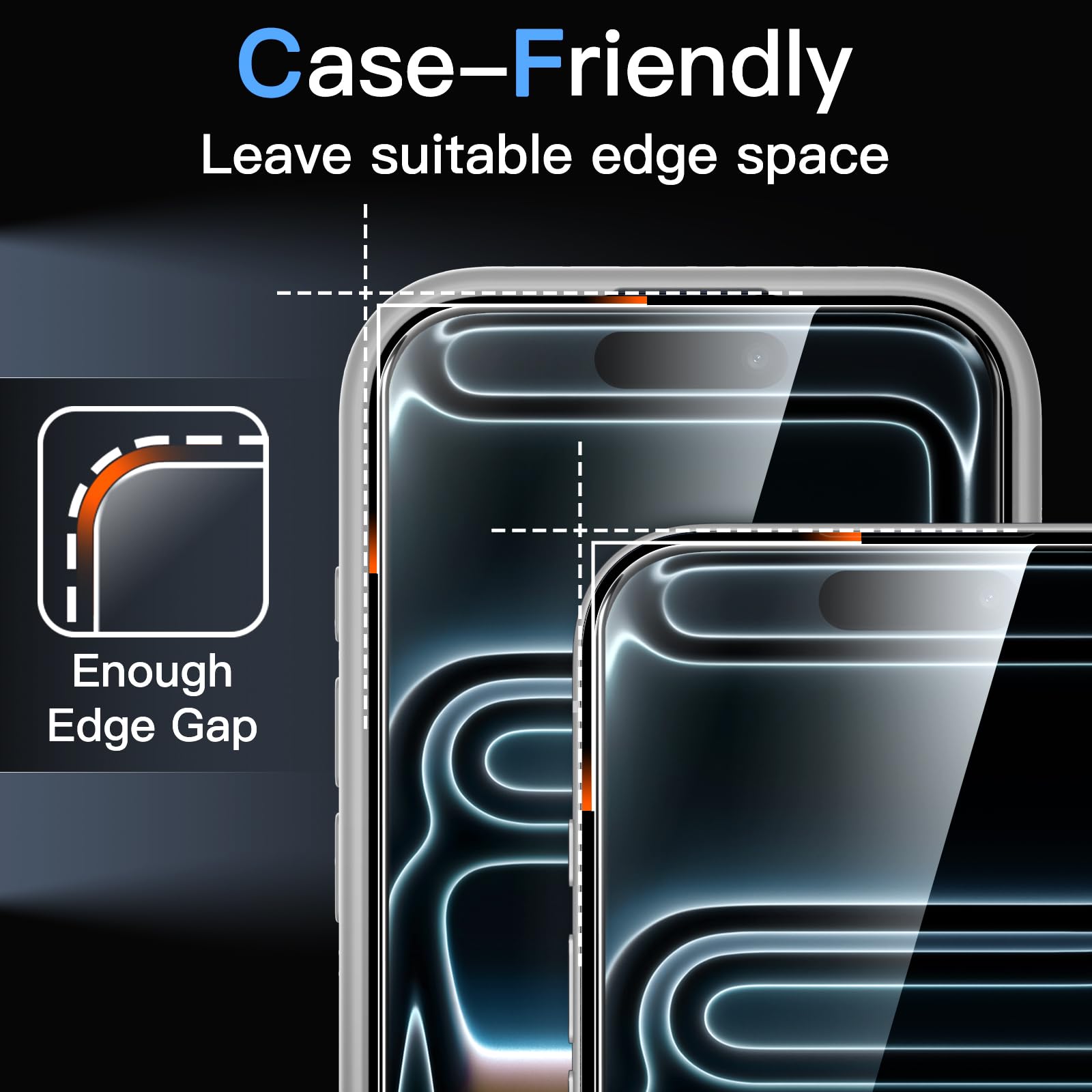 JETech Screen Protector for iPhone, Tempered Glass Film with Easy Installation Tool, Case-Friendly, HD Clear, 3-Pack