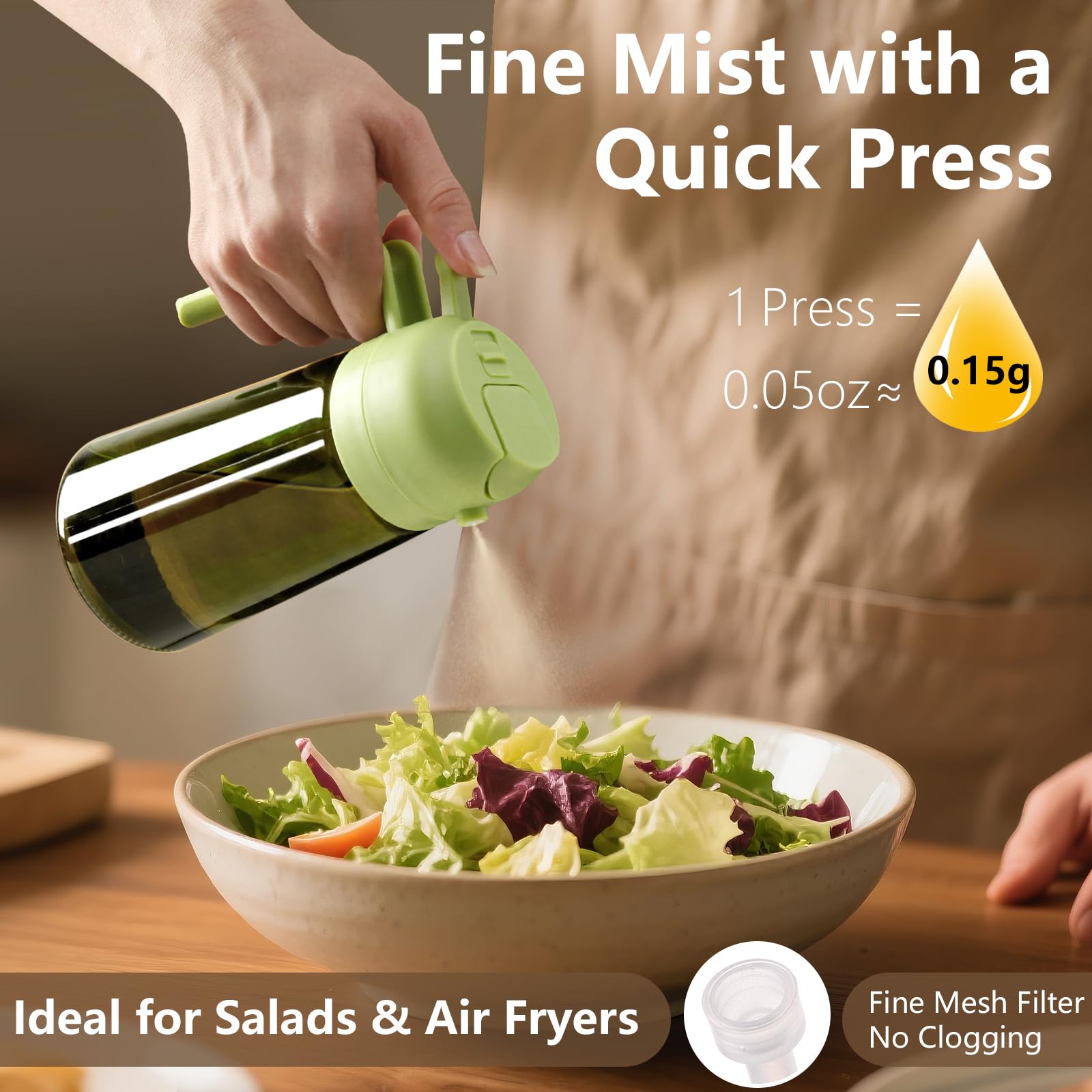 Olive Oil Dispenser & Spray Bottle – Glass, Leak-Proof & Refillable