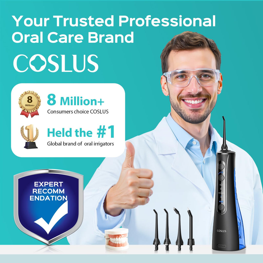 Cordless Water Flosser with 20 Pressure Levels & 4 Nozzle Tips