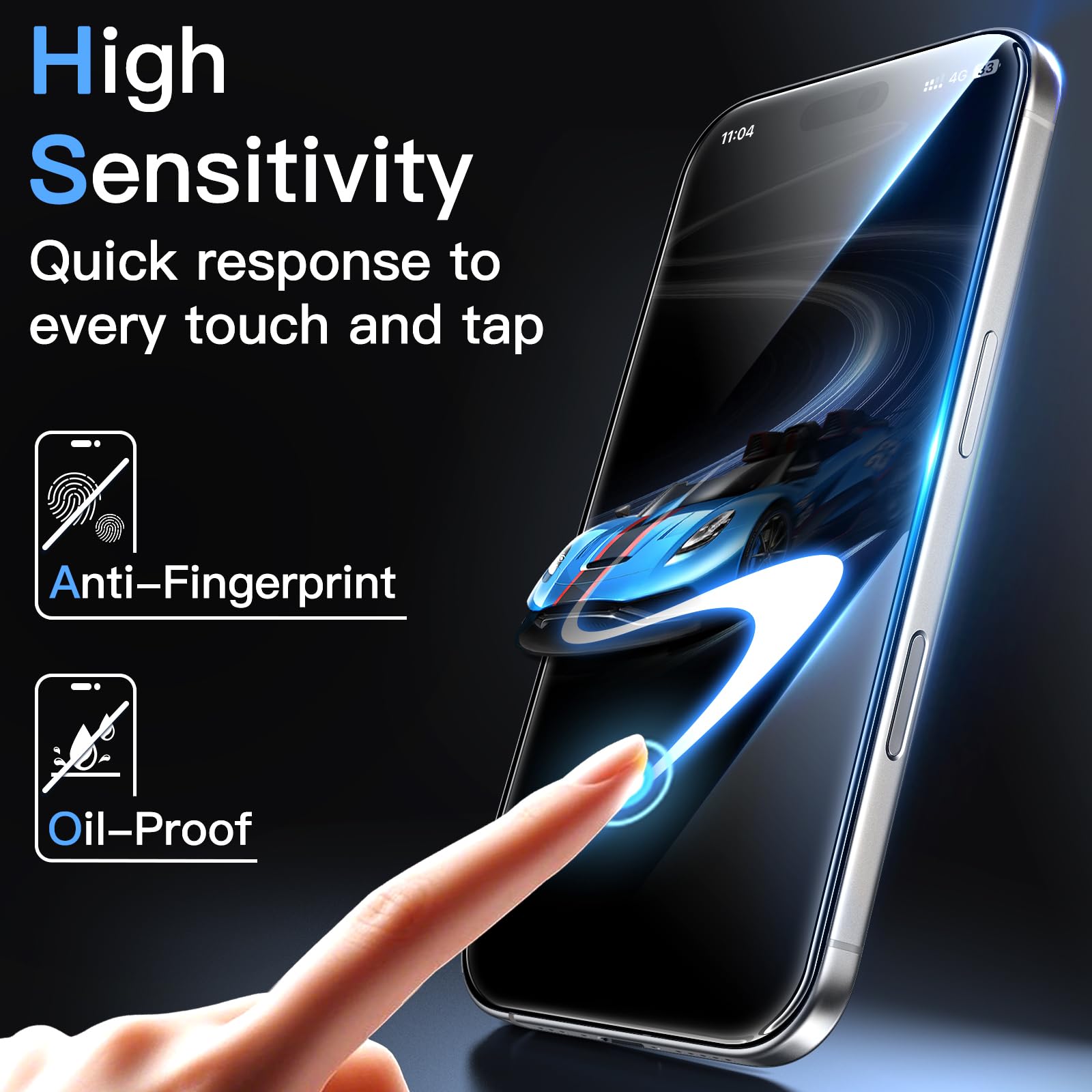 JETech Screen Protector for iPhone, Tempered Glass Film with Easy Installation Tool, Case-Friendly, HD Clear, 3-Pack