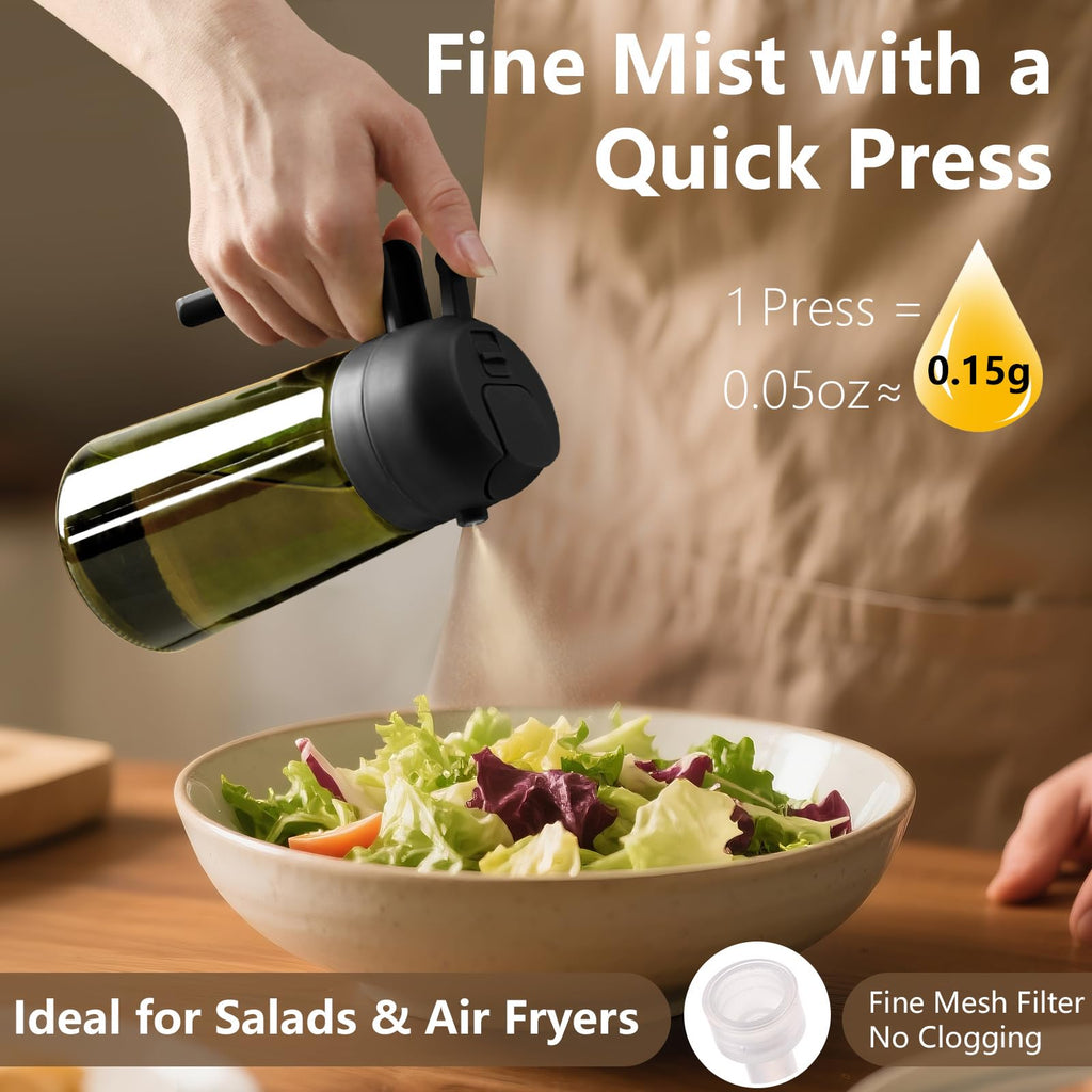Olive Oil Dispenser & Spray Bottle – Glass, Leak-Proof & Refillable