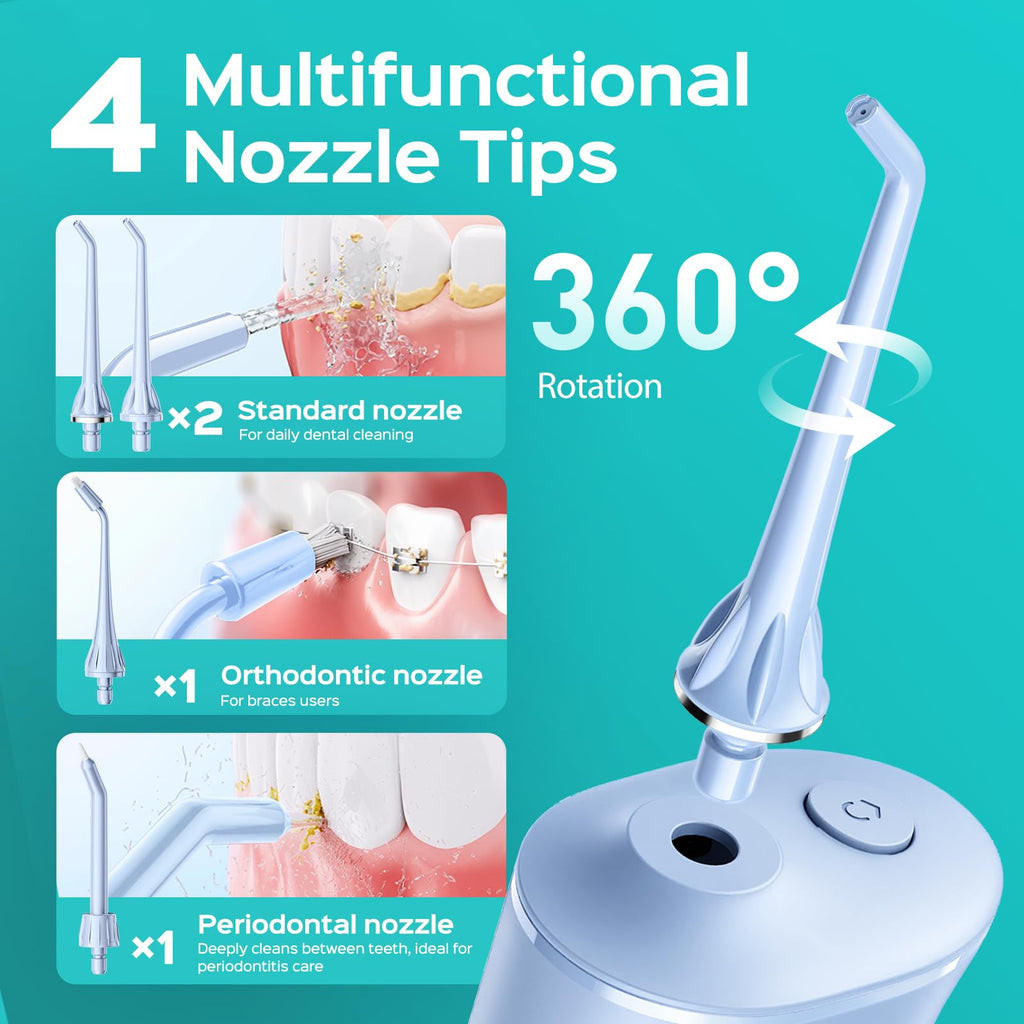 Cordless Water Flosser with 20 Pressure Levels & 4 Nozzle Tips