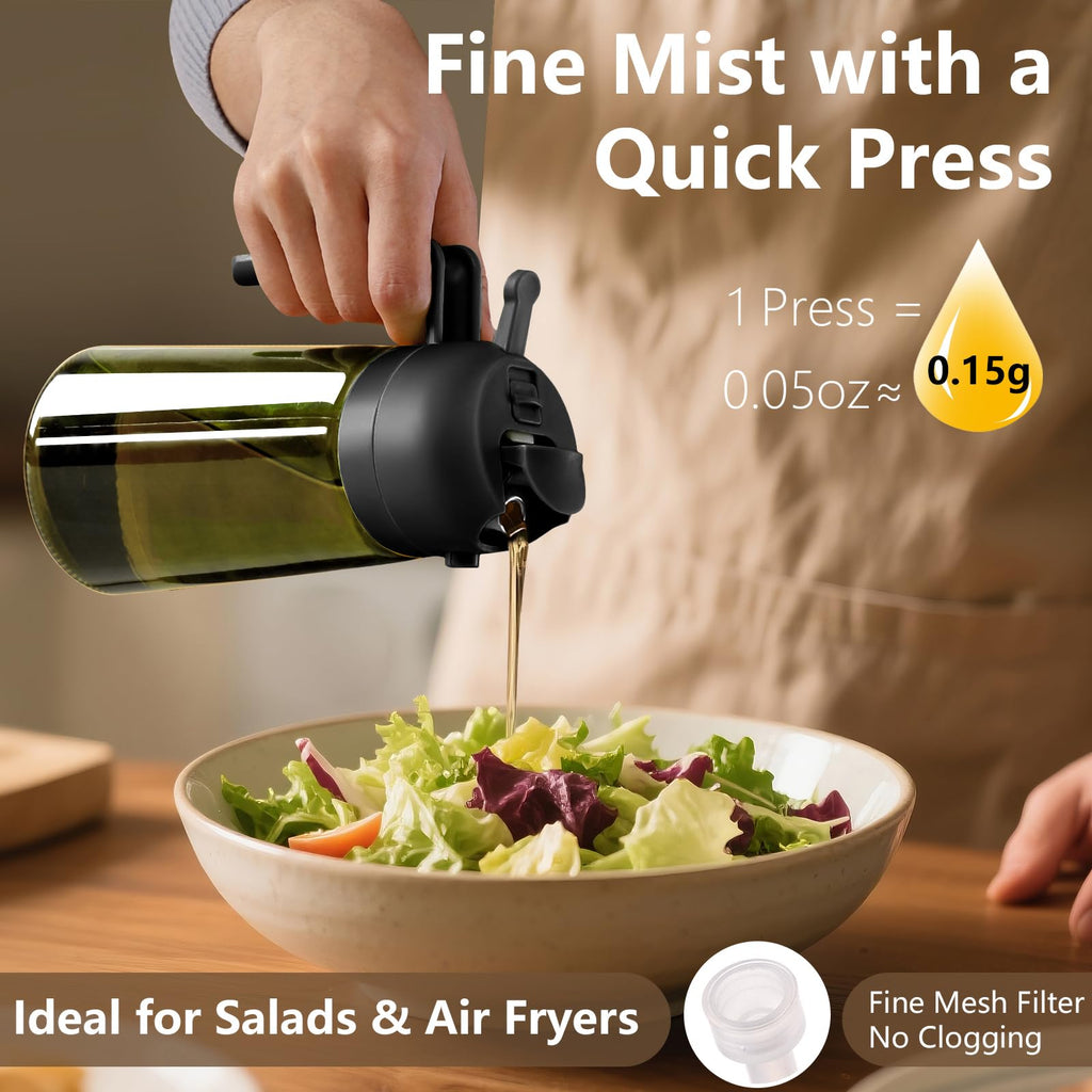 Olive Oil Dispenser & Spray Bottle – Glass, Leak-Proof & Refillable
