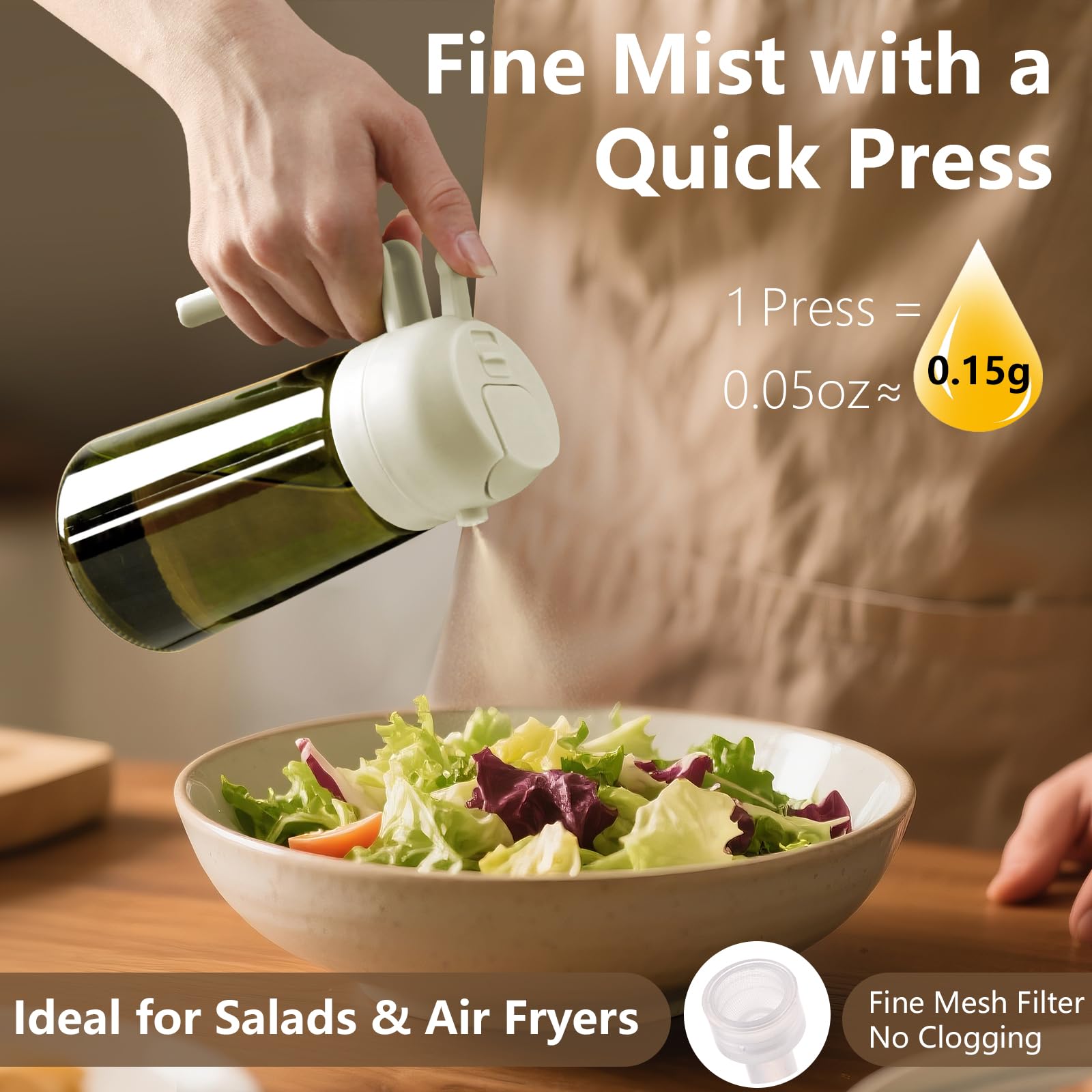 Olive Oil Dispenser & Spray Bottle – Glass, Leak-Proof & Refillable
