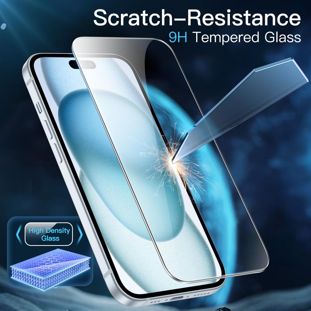 JETech Screen Protector for iPhone, Tempered Glass Film with Easy Installation Tool, Case-Friendly, HD Clear, 3-Pack