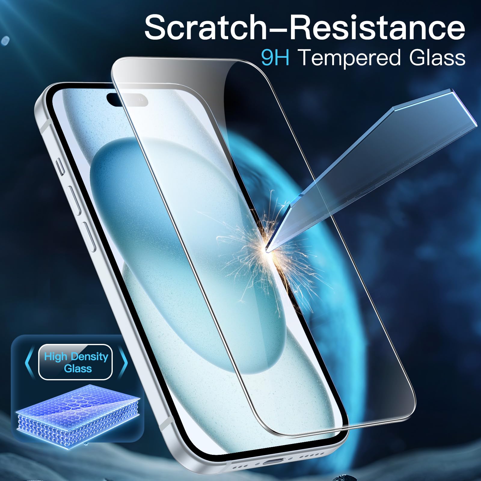 JETech Screen Protector for iPhone, Tempered Glass Film with Easy Installation Tool, Case-Friendly, HD Clear, 3-Pack