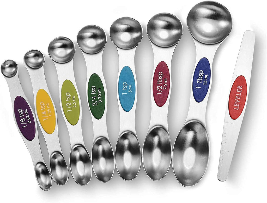 Magnetic Stainless Steel Measuring Spoons Set – Stackable & Double-Sided