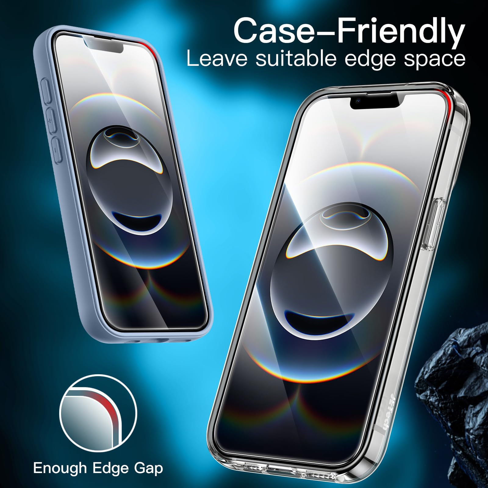 JETech Screen Protector for iPhone, Tempered Glass Film with Easy Installation Tool, Case-Friendly, HD Clear, 3-Pack