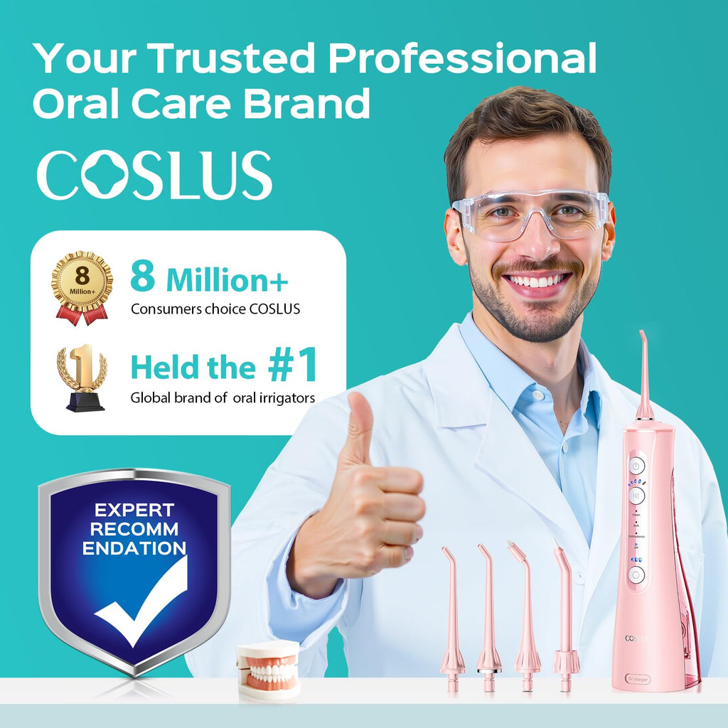 Cordless Water Flosser with 20 Pressure Levels & 4 Nozzle Tips