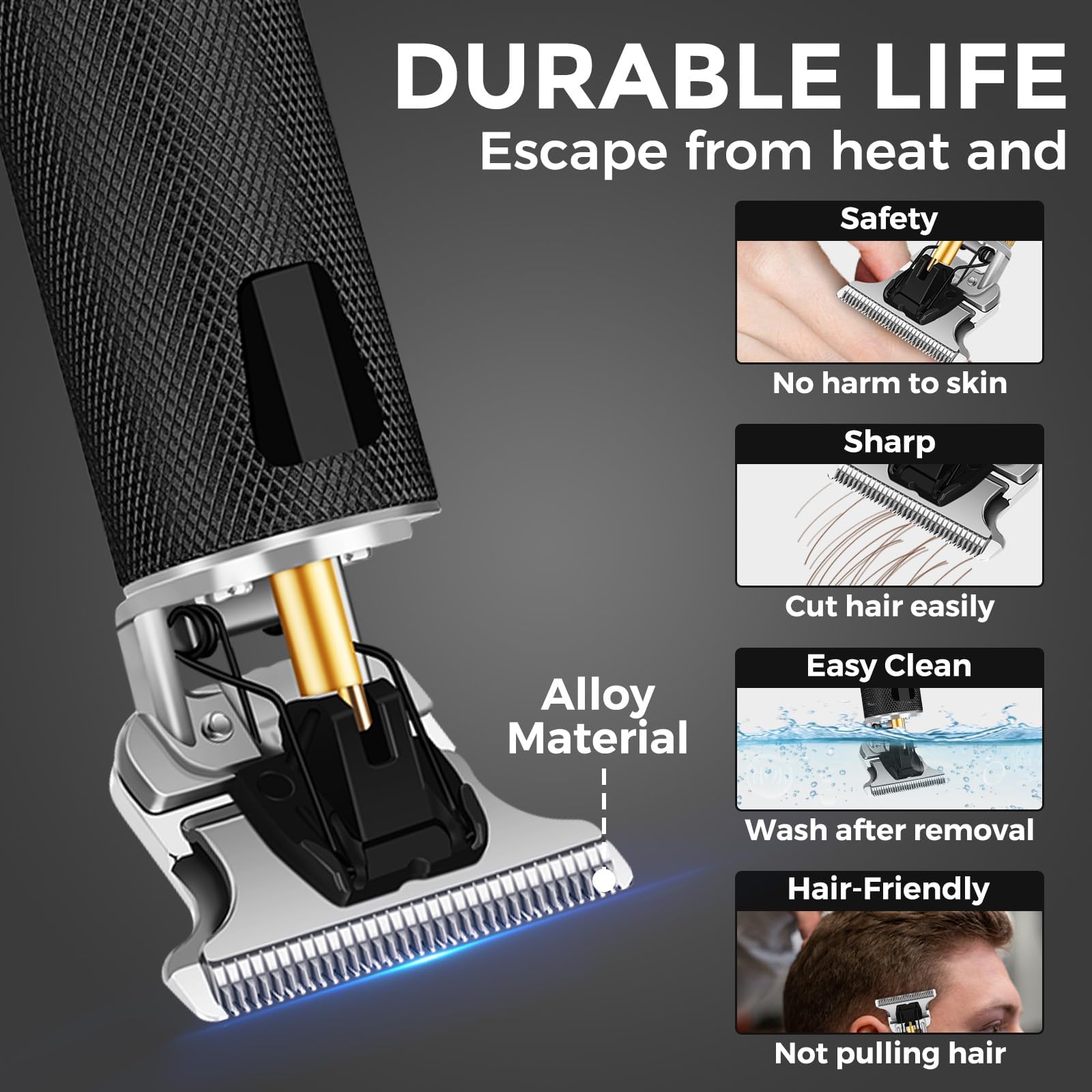 Hair Clippers for Men, Rechargeable Beard Trimmer with 4 Limit Combs, Grooming Kit for Barbers Haircut, USB Type-C Charging, Professional Shaver