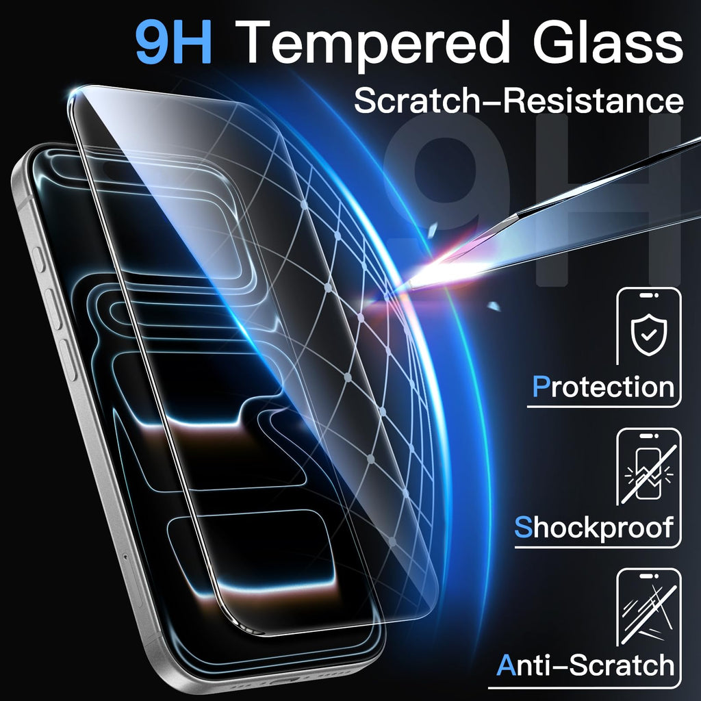 JETech Screen Protector for iPhone, Tempered Glass Film with Easy Installation Tool, Case-Friendly, HD Clear, 3-Pack