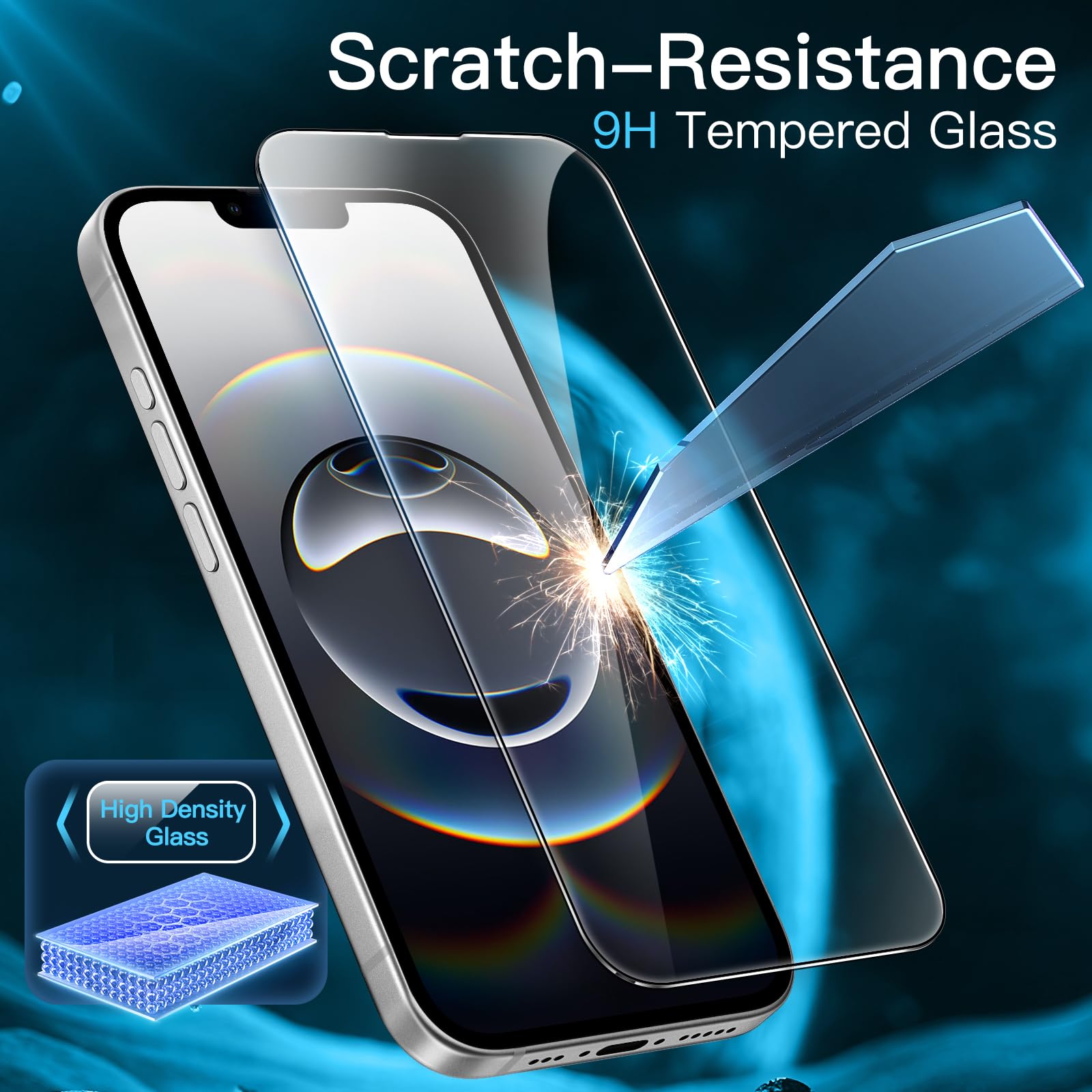 JETech Screen Protector for iPhone, Tempered Glass Film with Easy Installation Tool, Case-Friendly, HD Clear, 3-Pack