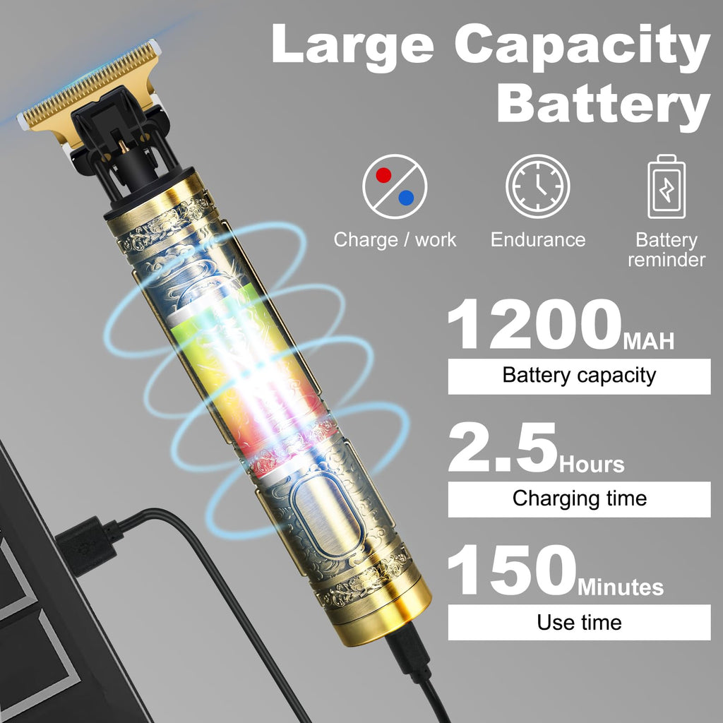 Hair Clippers for Men, Rechargeable Beard Trimmer with 4 Limit Combs, Grooming Kit for Barbers Haircut, USB Type-C Charging, Professional Shaver