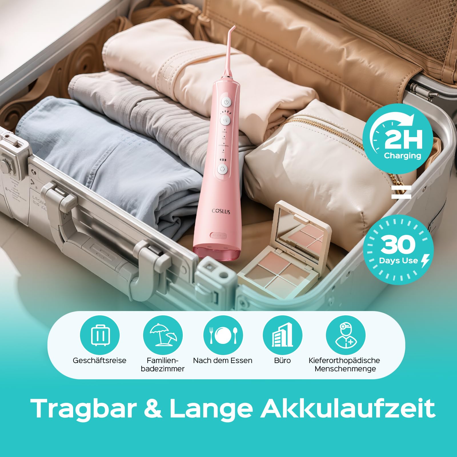 Cordless Water Flosser with 20 Pressure Levels & 4 Nozzle Tips