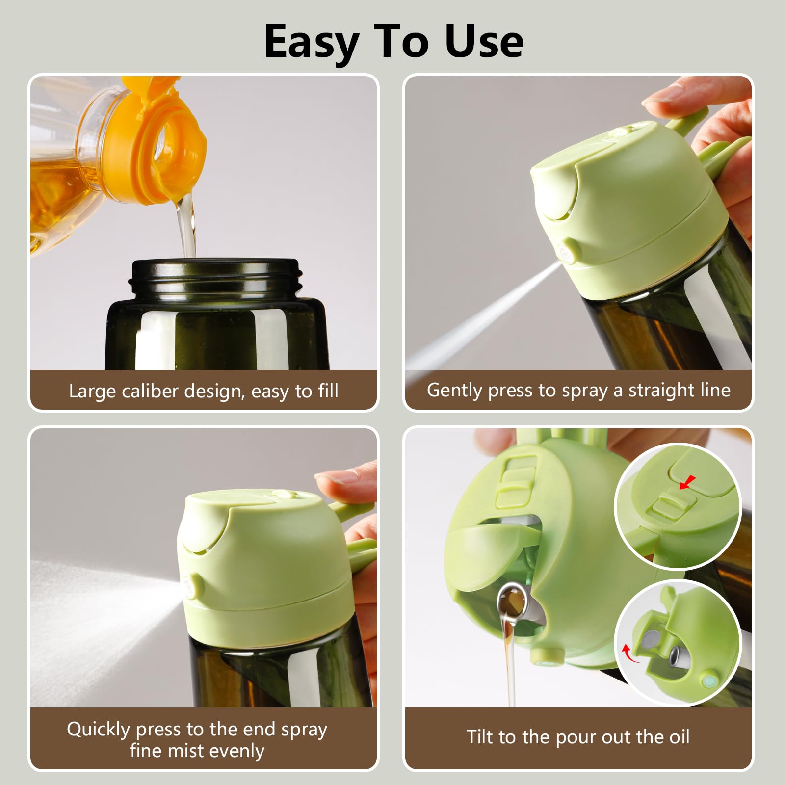 Olive Oil Dispenser & Spray Bottle – Glass, Leak-Proof & Refillable