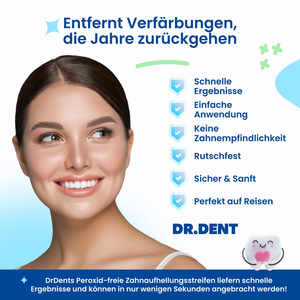 DRDENT Professional Teeth Whitening Strips 21 Treatments - Safe for Enamel - Non Sensitive Teeth Whitening - Whitening Without Any Harm + Mouth Opener Included