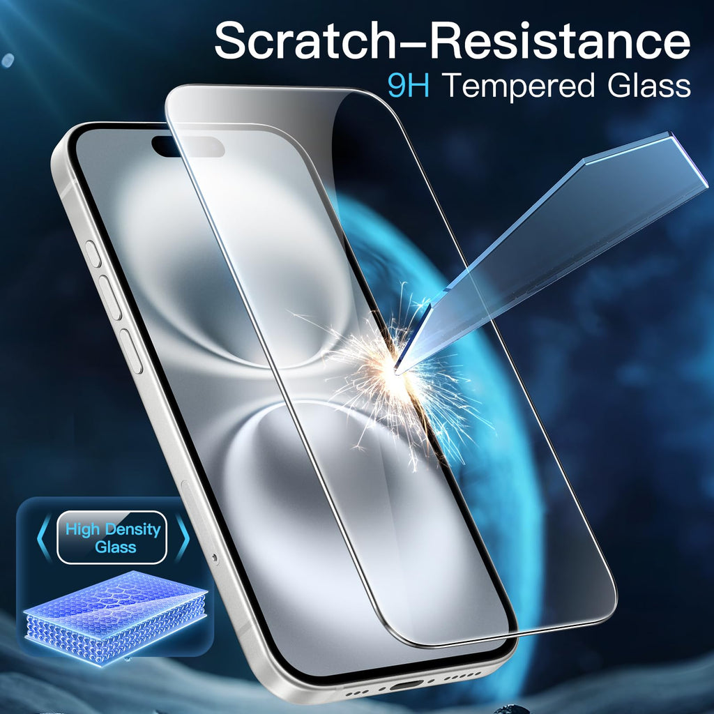 JETech Screen Protector for iPhone, Tempered Glass Film with Easy Installation Tool, Case-Friendly, HD Clear, 3-Pack